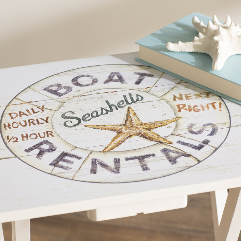 Beachcrest Home Bucholz Wood Coastal TV Tray Table Set with Stand & Reviews Wayfair